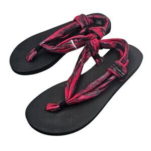 tek Gear Womens Sz 9 Yoga Mat Sandals Strappy Black Pink Athletic